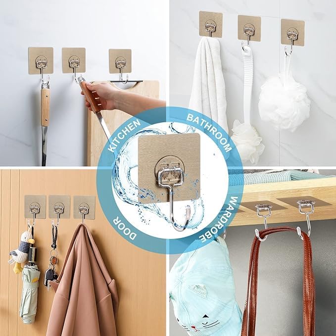 Heavy Duty Wall Hooks - Gold Edition (Pack of 10, 20, 30)