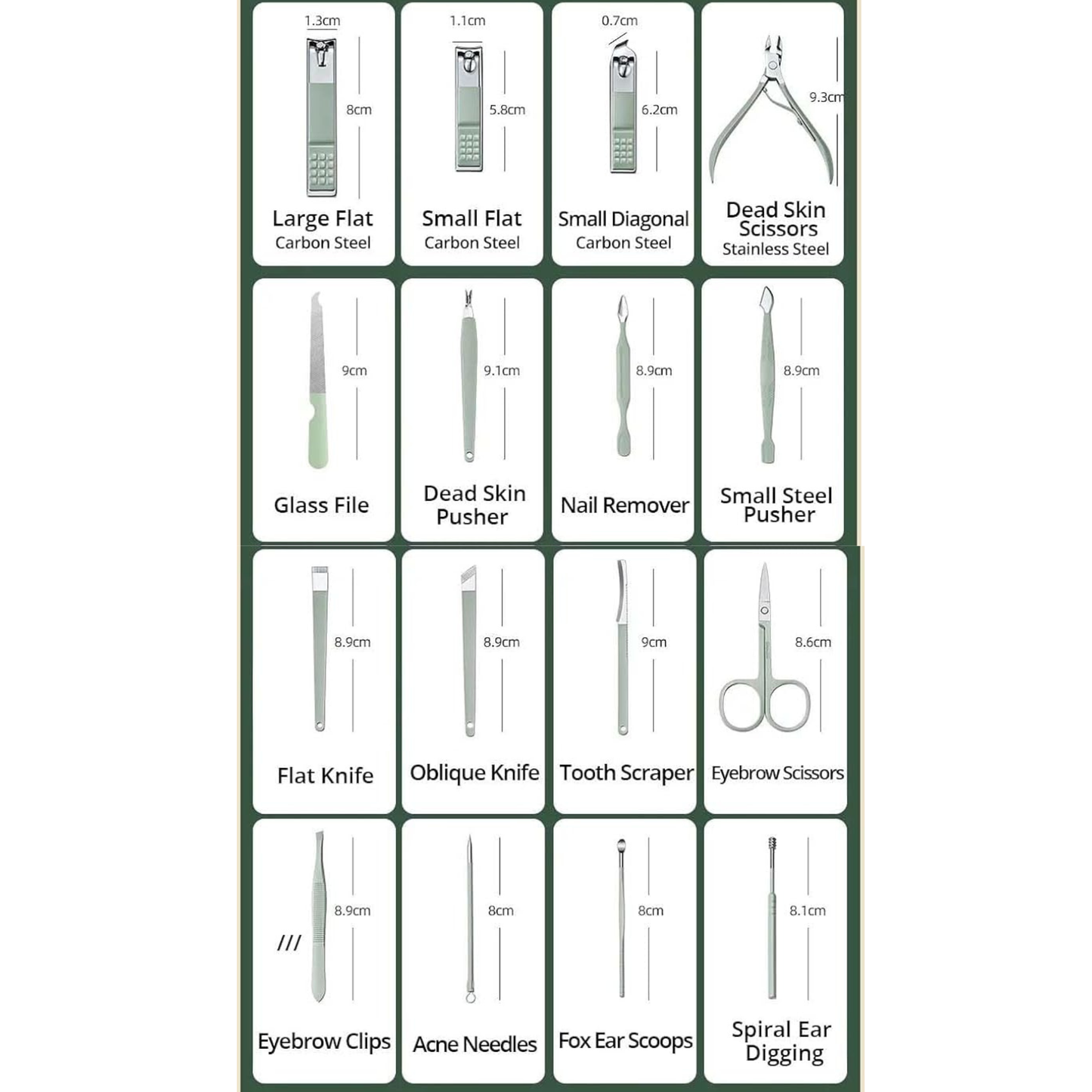 Nail Clipper & Grooming Tools Kit - 16pcs