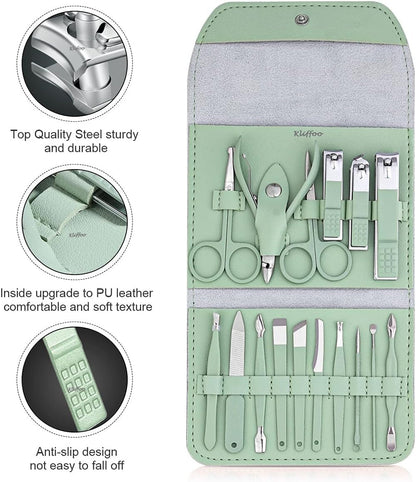 Nail Clipper & Grooming Tools Kit - 16pcs